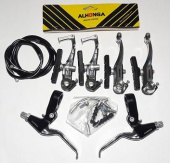 Тормоза V-brake ALHONGA тормоз алюм.+ алюм. ручки прорезин.+ тросса Тормоза V-brake ALHONGA тормоз алюм.+ алюм. ручки прорезин.+ тросса