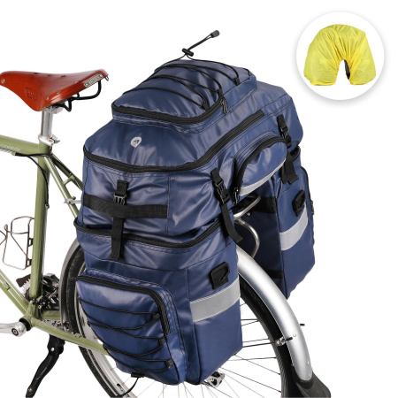 Велосумка на багажник Rhinowalk Triple Bag 3-1 pannier bag setupgraded (Синий)